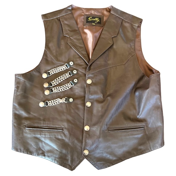 NWOT Scully Soft Lamb Leather Vest With Extension Chain & Buffalo Nickel Snaps - Picture 3 of 15
